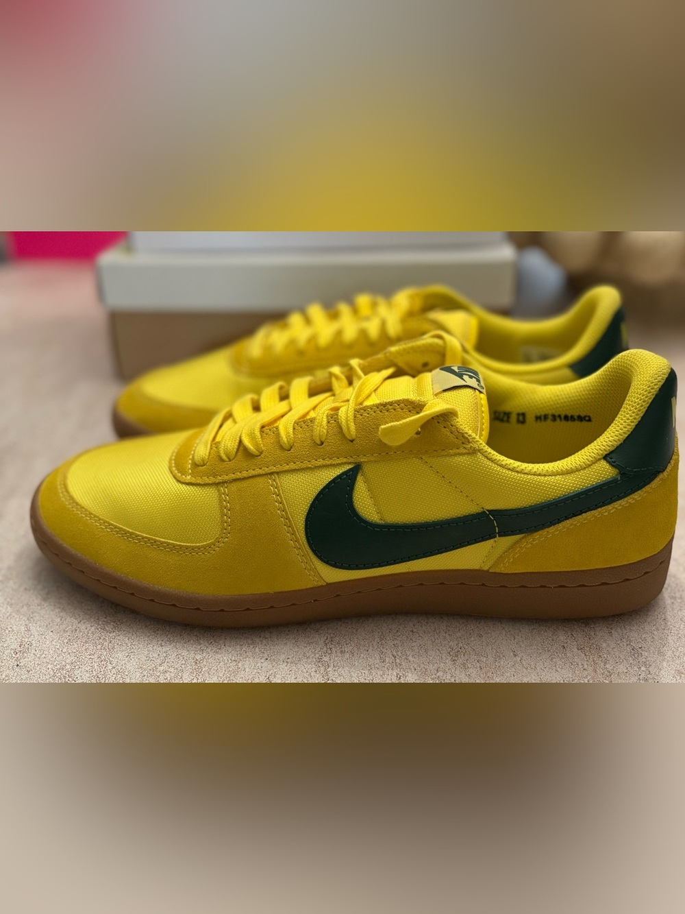 Nike Kids Yellow Sneakers with Green Swoosh